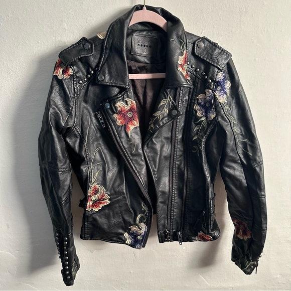 Blank NYC Black Embroidered Vegan Leather Moto Jacket - Picture 5 of 11
